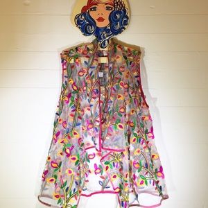 Anu Vest Embroidered Floral Art Boho Festival